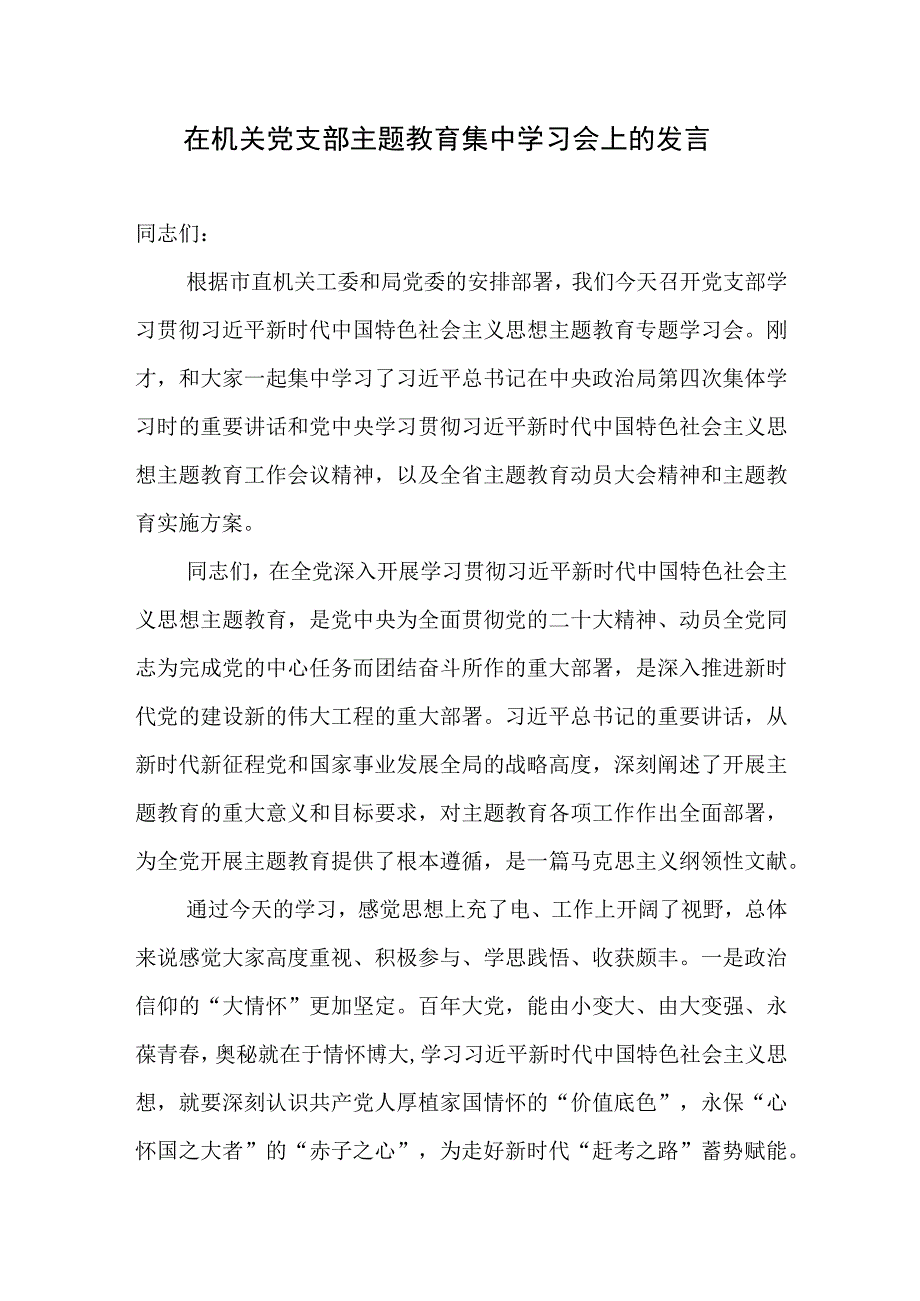 2023年在机关党支部和党委中心组主题教育集中学习会上的发言3篇.docx_第2页