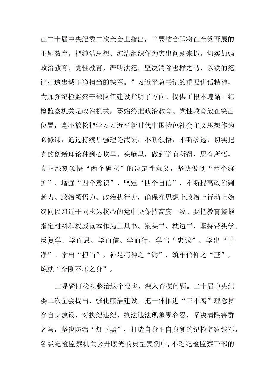 2023年度纪检监察干部教育整顿研讨学习研讨发言材料共3篇.docx_第2页