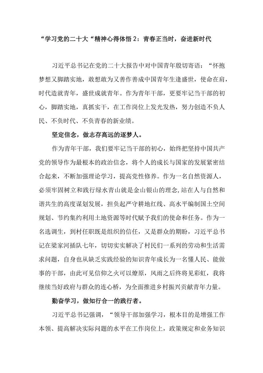 2023年青年党员干部员工职工学习二十大报告精神心得体会感想领悟8篇.docx_第3页