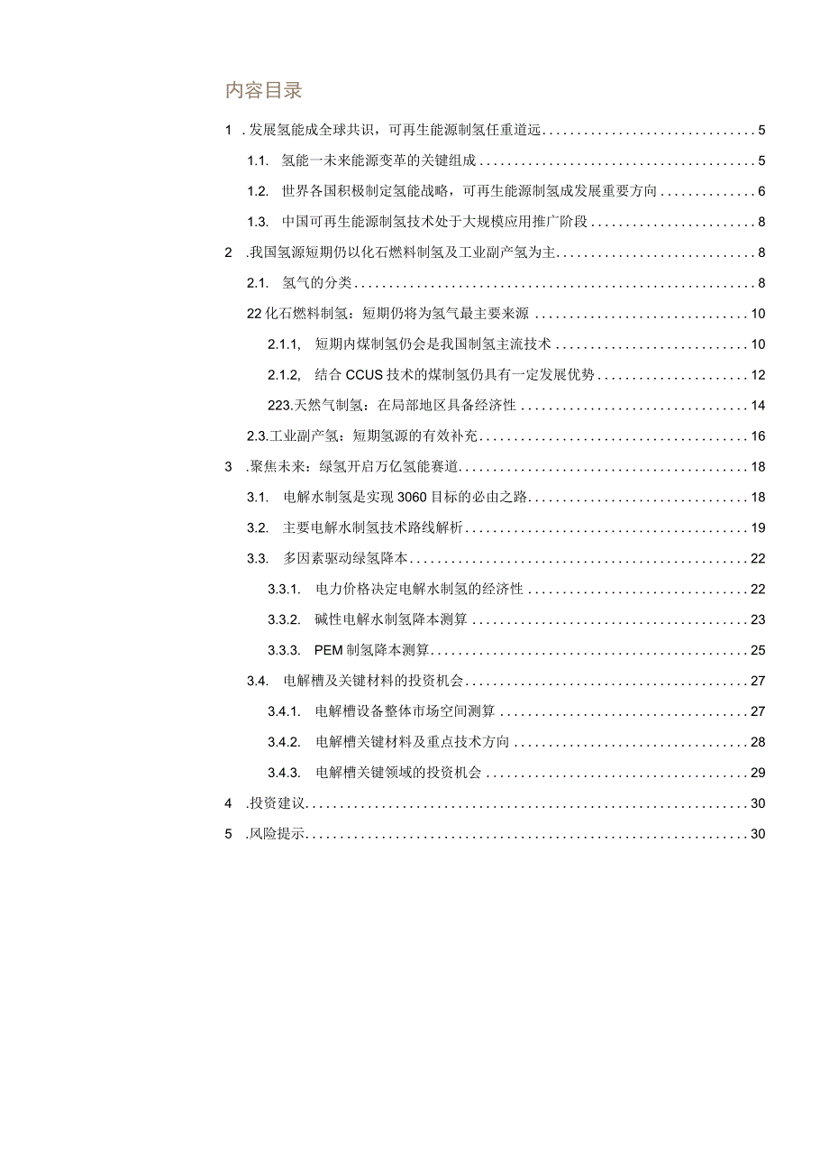 2023年氢能产业系列报告word：深度解析制氢成本探寻氢能时代的投资机会.docx_第1页