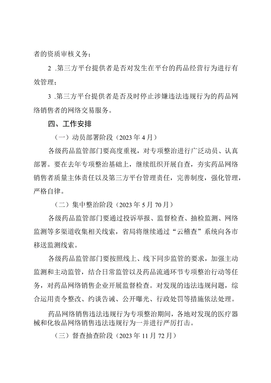 2023年药品网络销售违法违规行为专项整治行动方案.docx_第3页