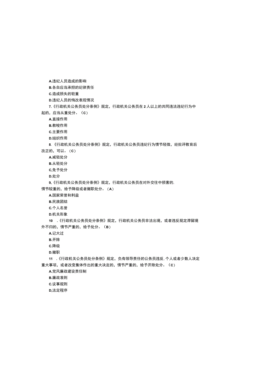 2023行政机关公务员处分条例知识测试题及参考答案.docx_第1页