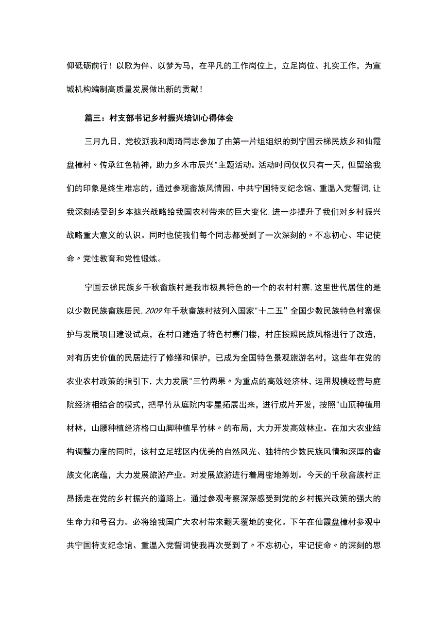 2023村支部书记乡村振兴培训心得体会范文精选.docx_第3页