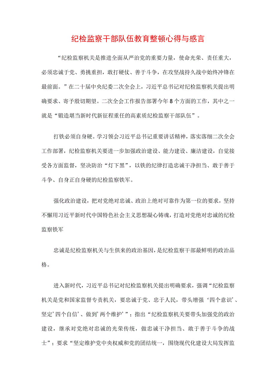 3篇2023年纪检监察干部队伍纪律教育整顿学习心得.docx_第3页