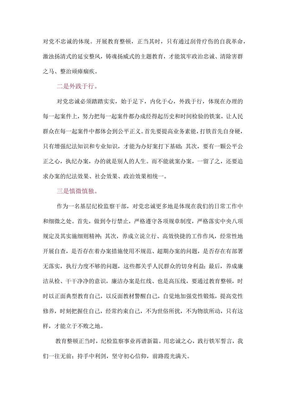 3篇2023年纪检监察干部队伍纪律教育整顿心得及讲话要求.docx_第2页