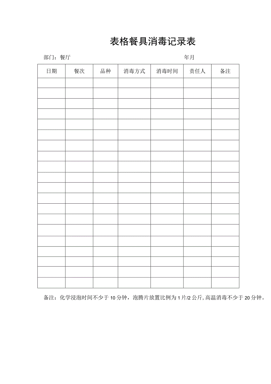 2023餐具消毒记录表模板.docx_第1页