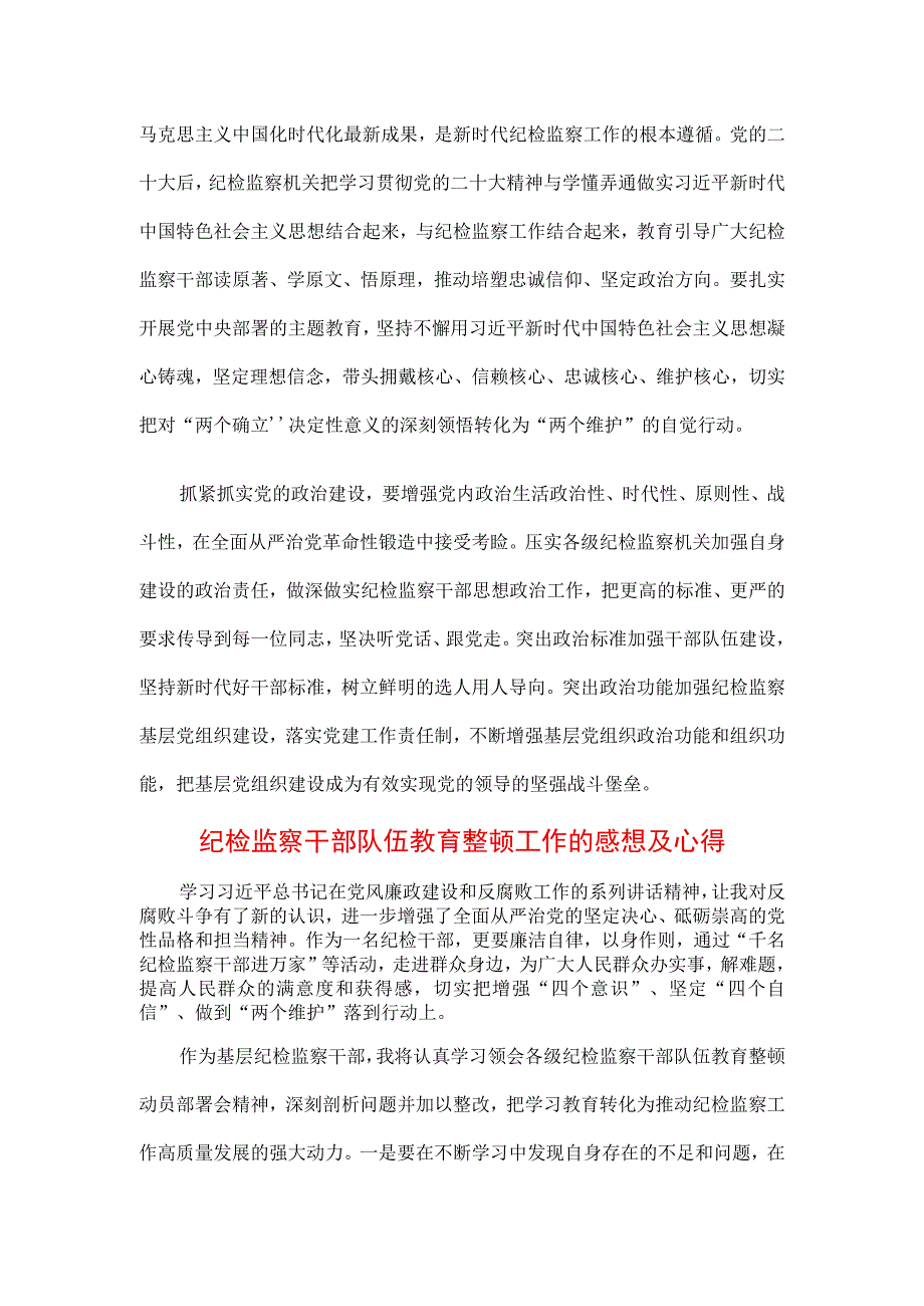 3篇2023年纪检监察干部队伍纪律教育整顿工作讲话材料.docx_第3页