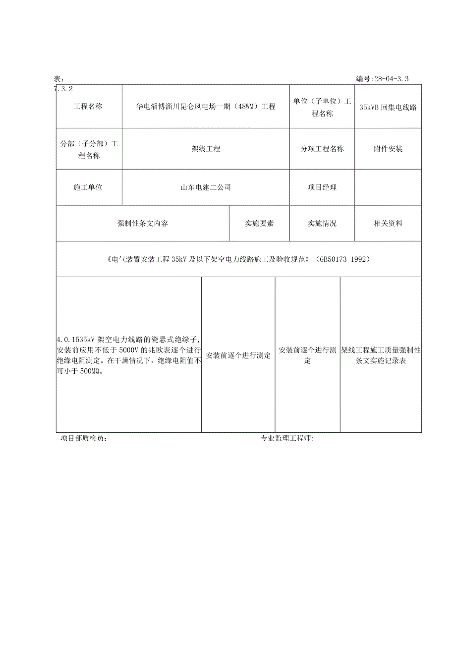 35kV及以下架空线路施工强制性条文执行记录表.docx_第2页