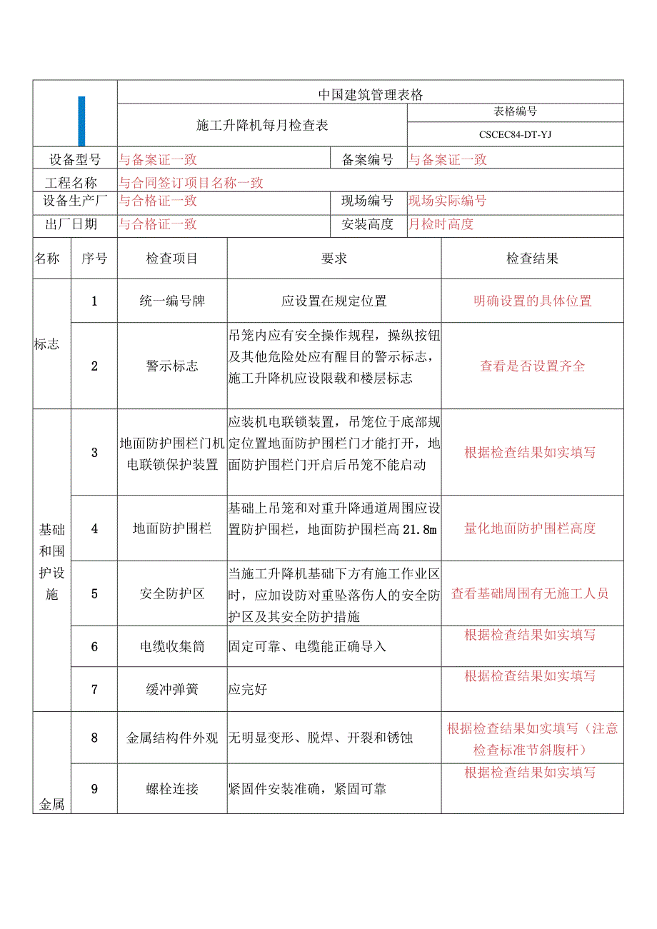 施工电梯使用过程中资料表格填写要点.docx_第1页