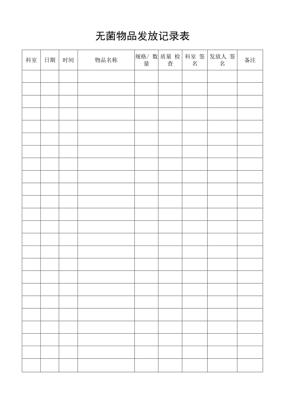 无菌物品发放记录.docx_第1页