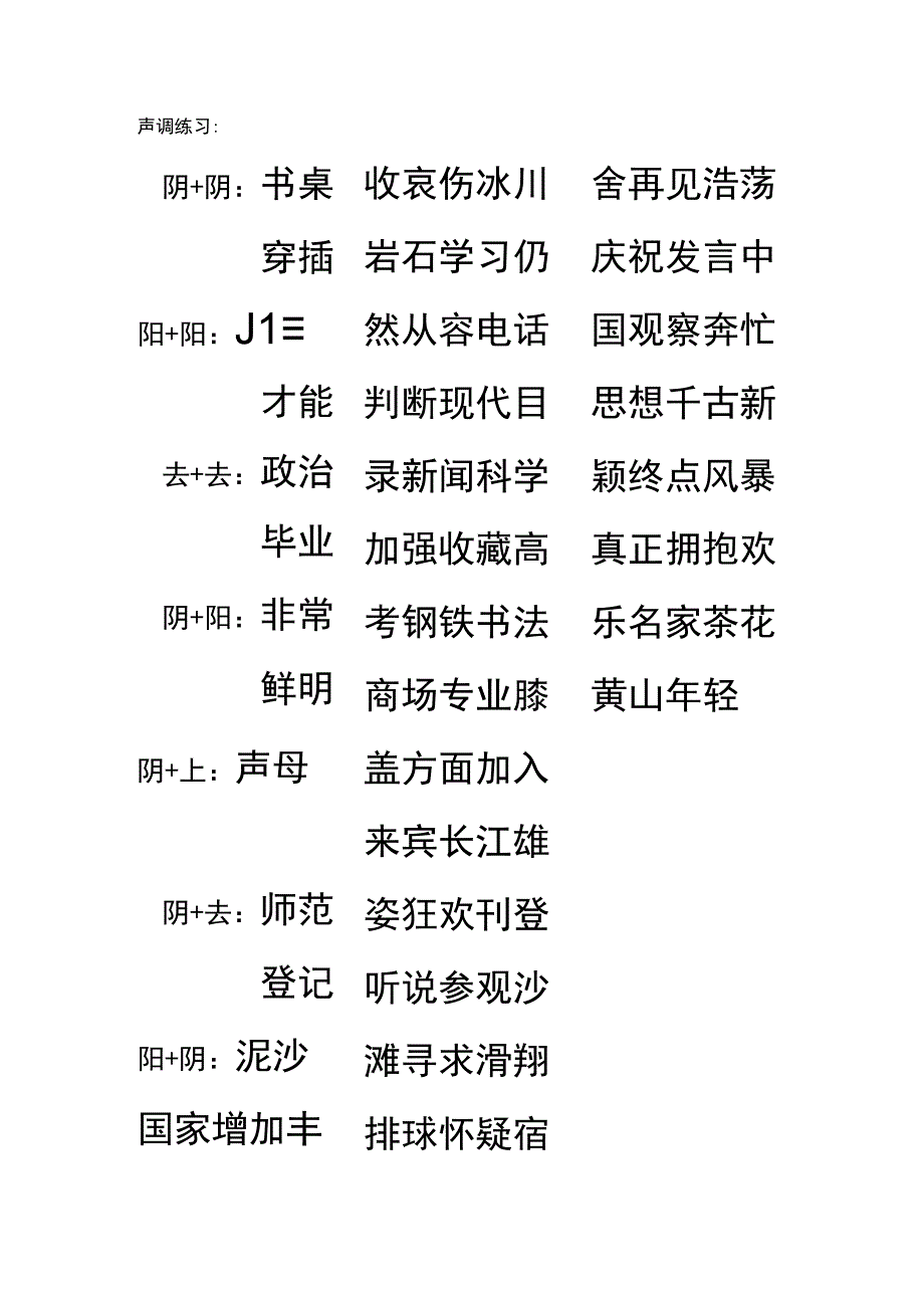 普通话声调单词练习.docx_第1页