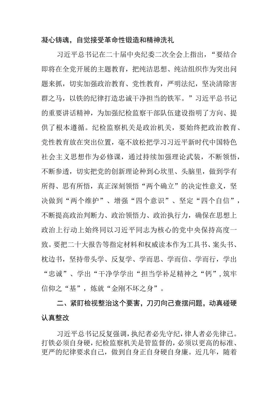 7篇2023年纪检监察干部队伍教育整顿学习心得体会研讨发言材料.docx_第2页