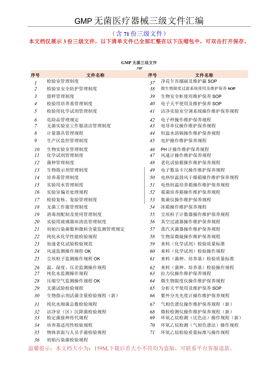 GMP无菌医疗器械体系三级文件汇编.docx_第1页