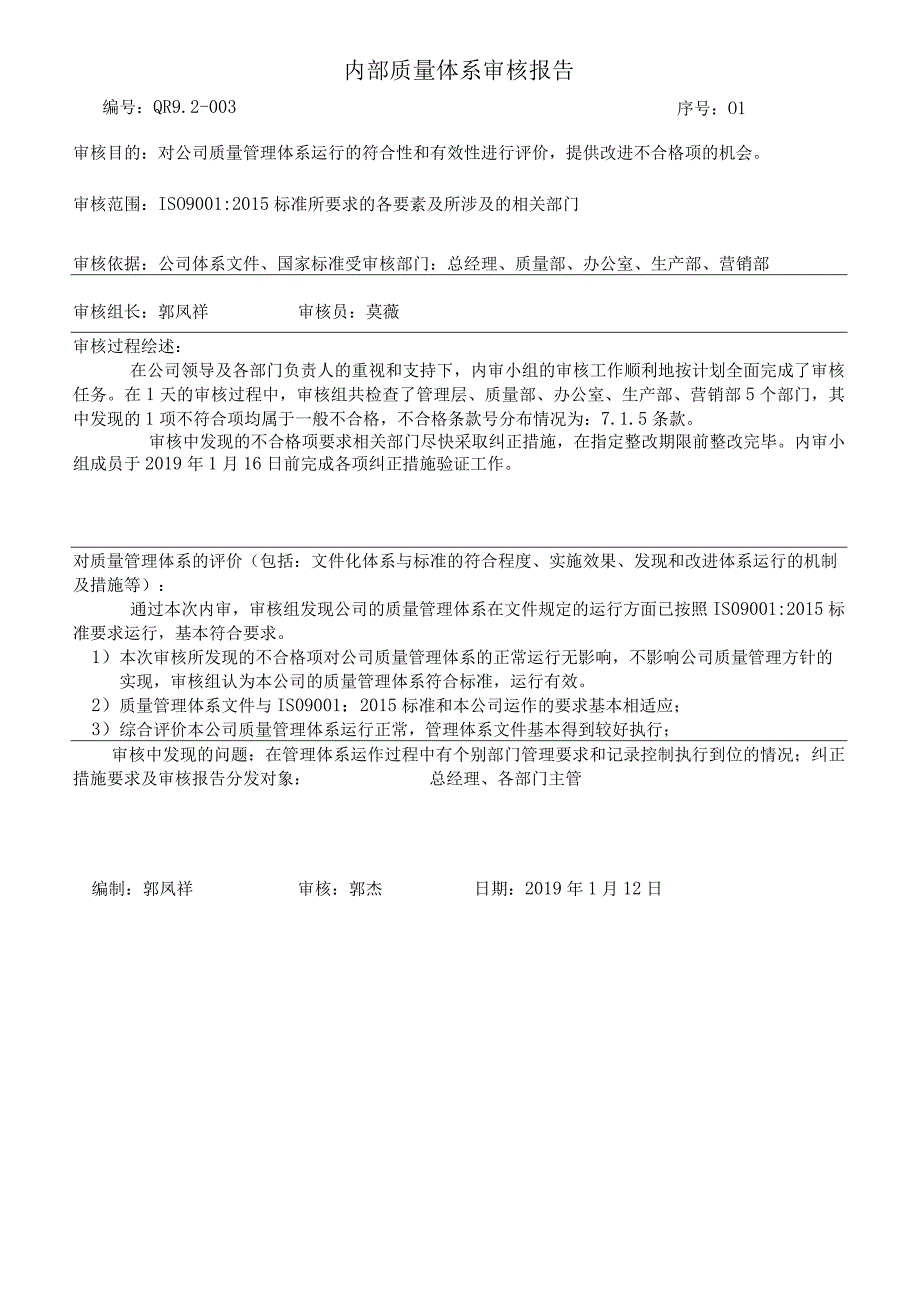 9203内部审核报告.docx_第1页