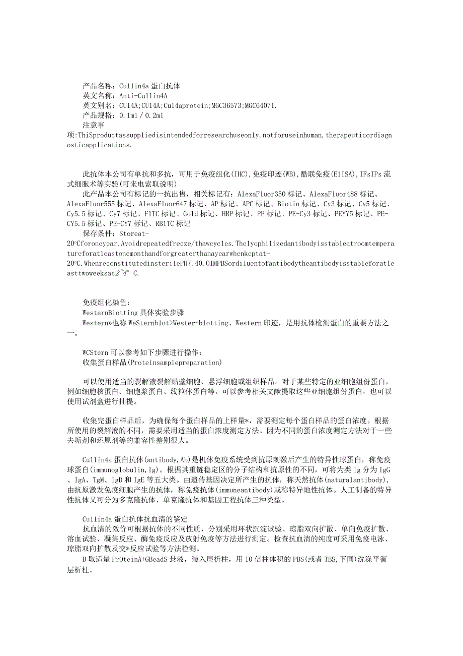 Cullin4a蛋白抗体说明书.docx_第1页