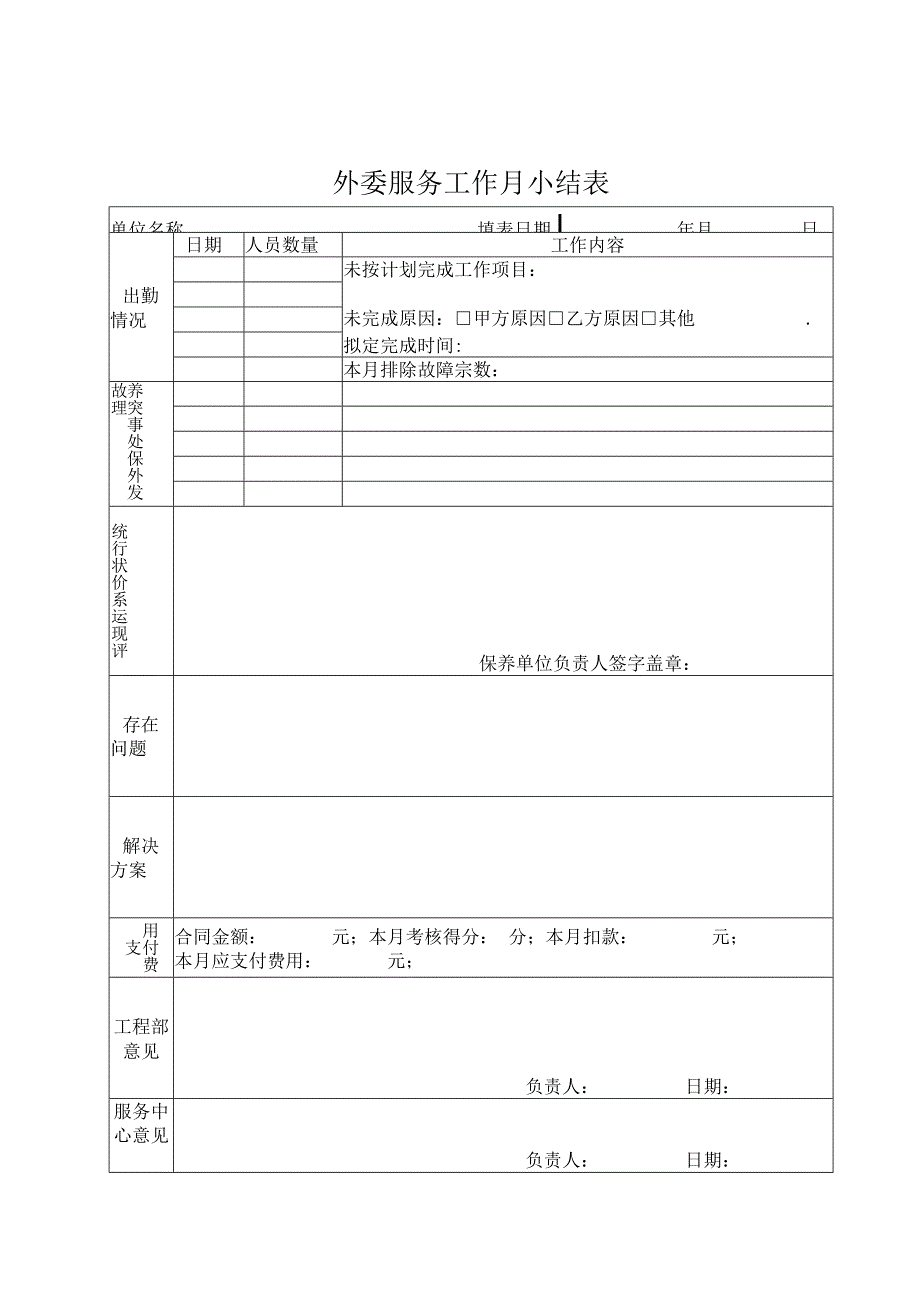 JLWIGC00407外委服务工作月小结表.docx_第1页