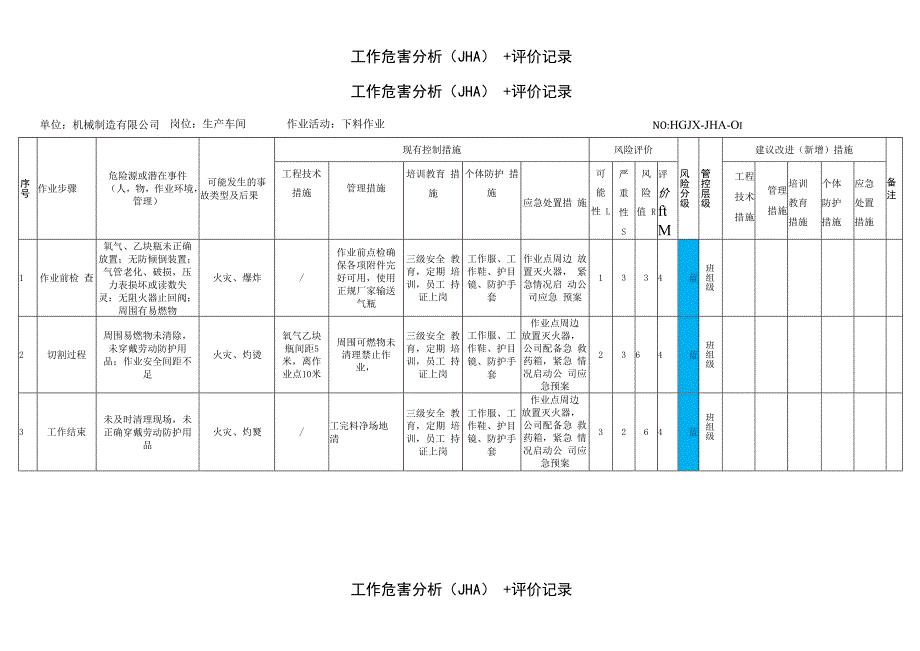 机械厂双体系资料之作业活动分析（JHA）.docx_第1页