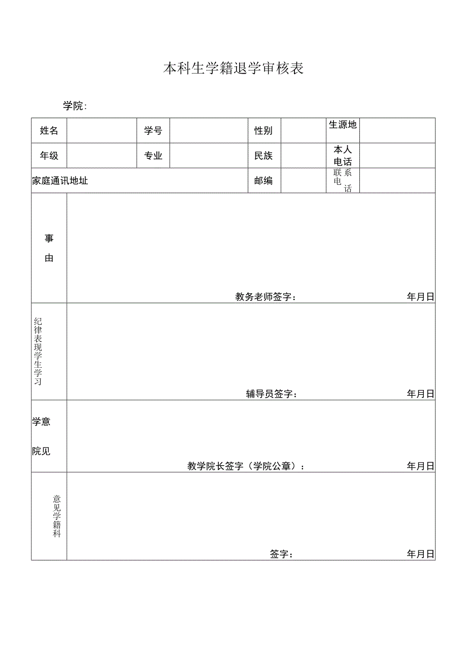 本科生学籍退学审核表.docx_第1页