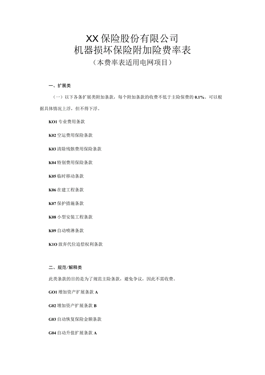 机器损坏保险附加险费率表本条款适用于电网项目.docx_第1页