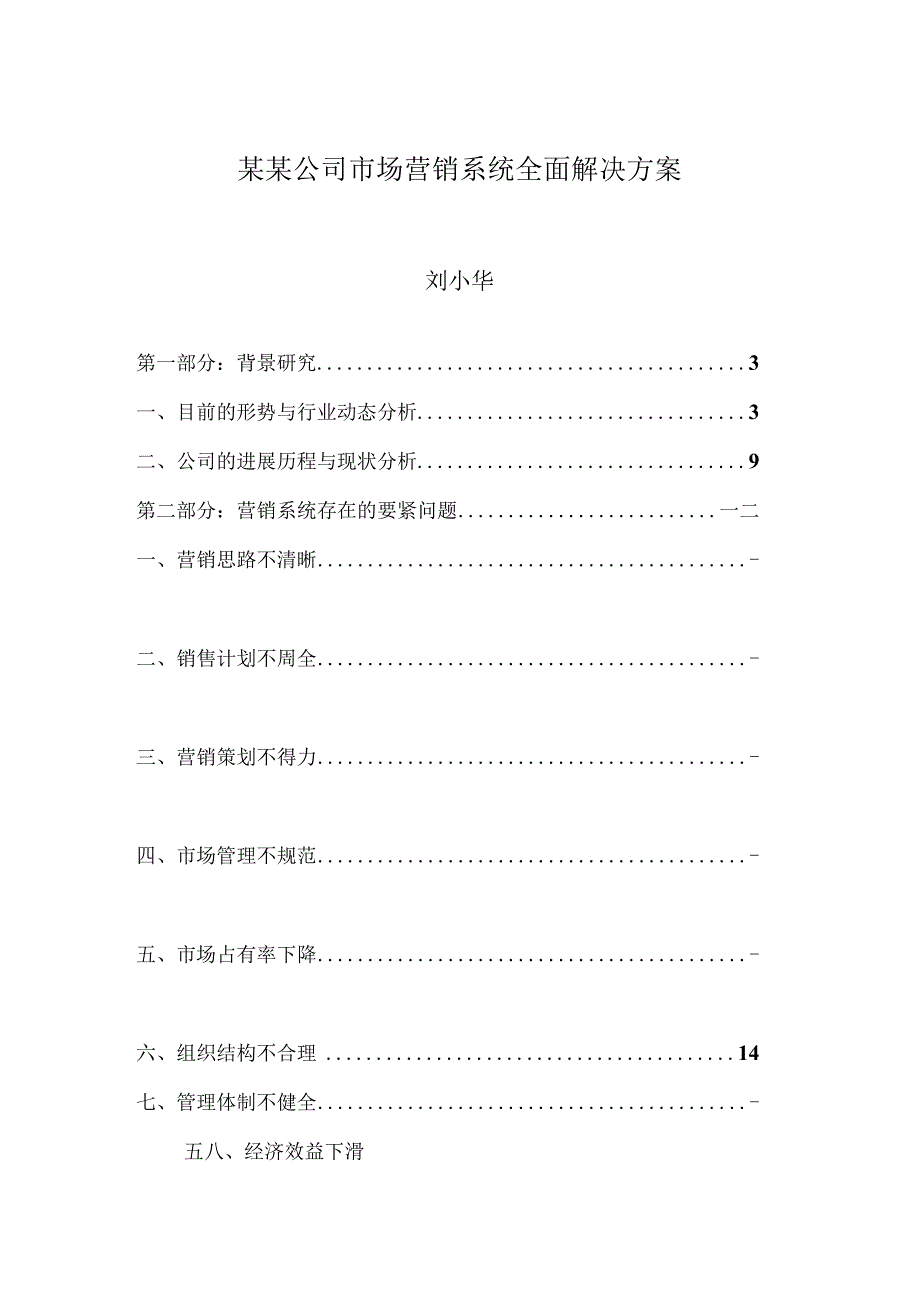 某某公司市场营销系统全面解决方案.docx_第1页