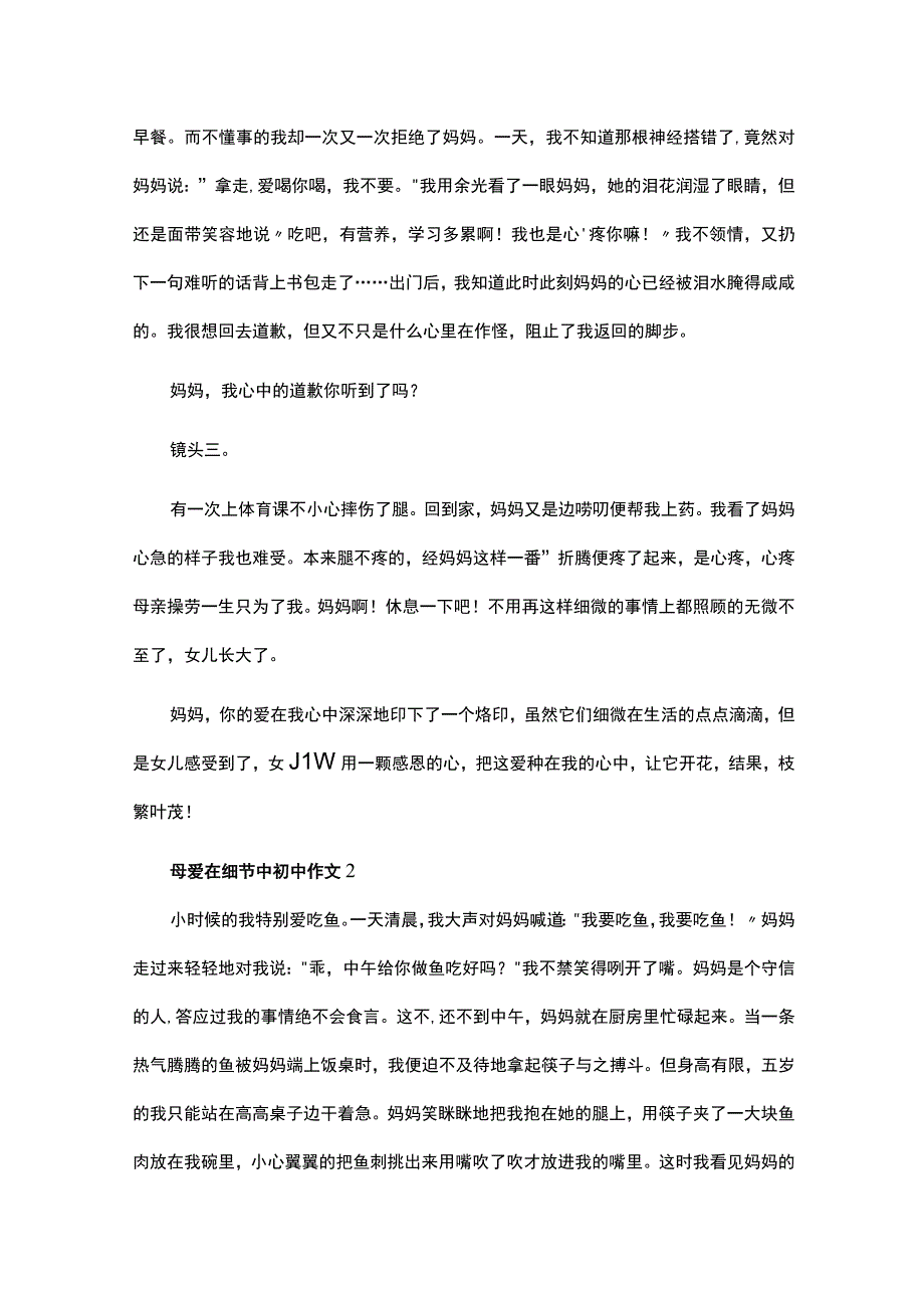 母爱在细节中初中作文600字细节中的母爱作文优秀三篇.docx_第2页