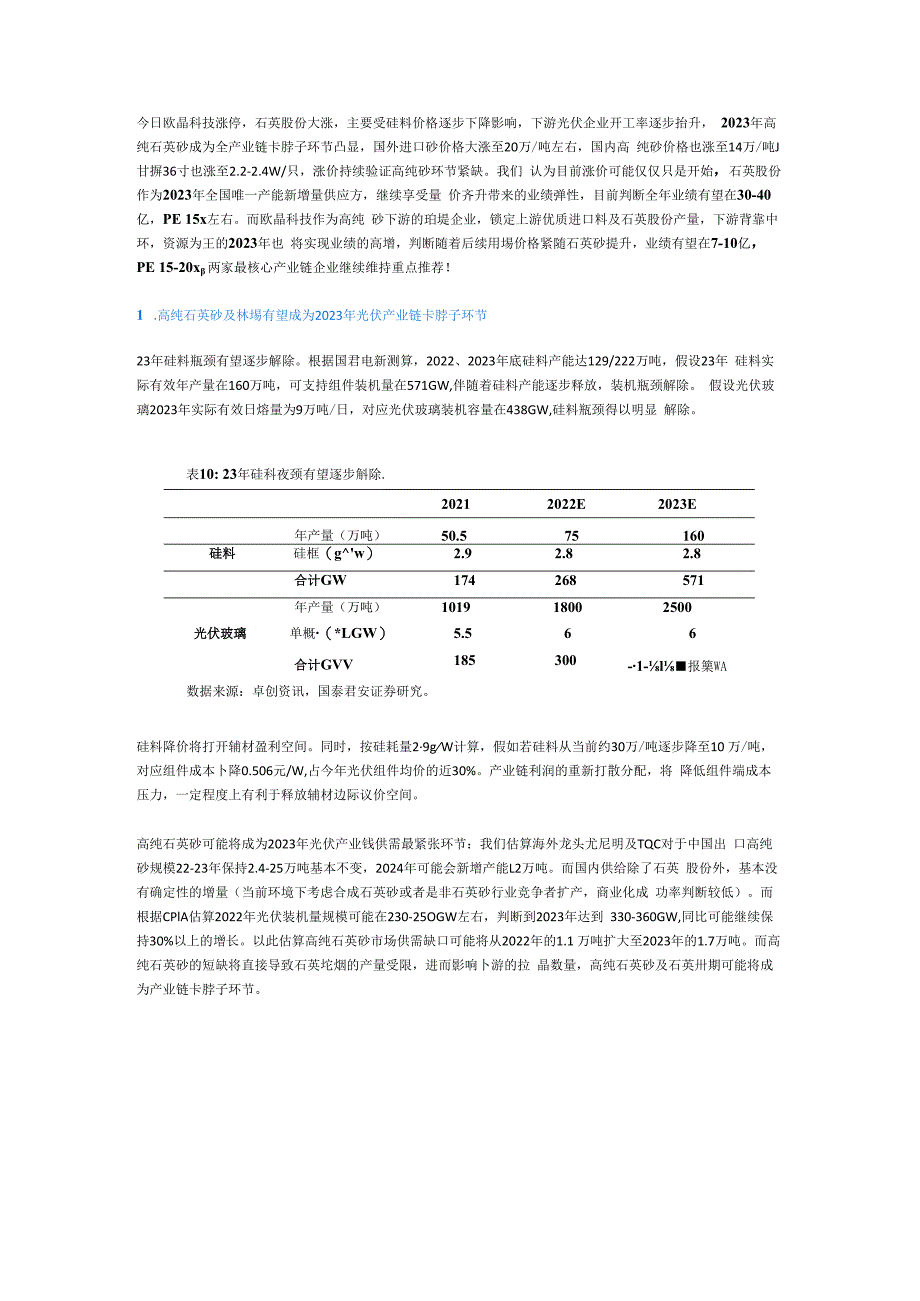 欧晶科技涨停石英股份大涨高纯砂紧缺逻辑继续兑现.docx_第1页