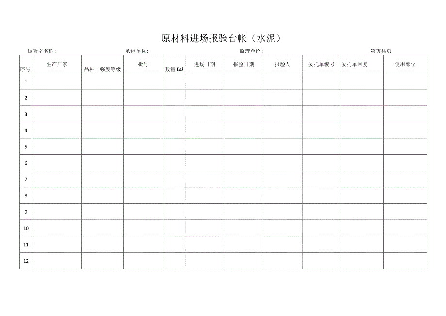 检验试验报告记录台账.docx_第1页