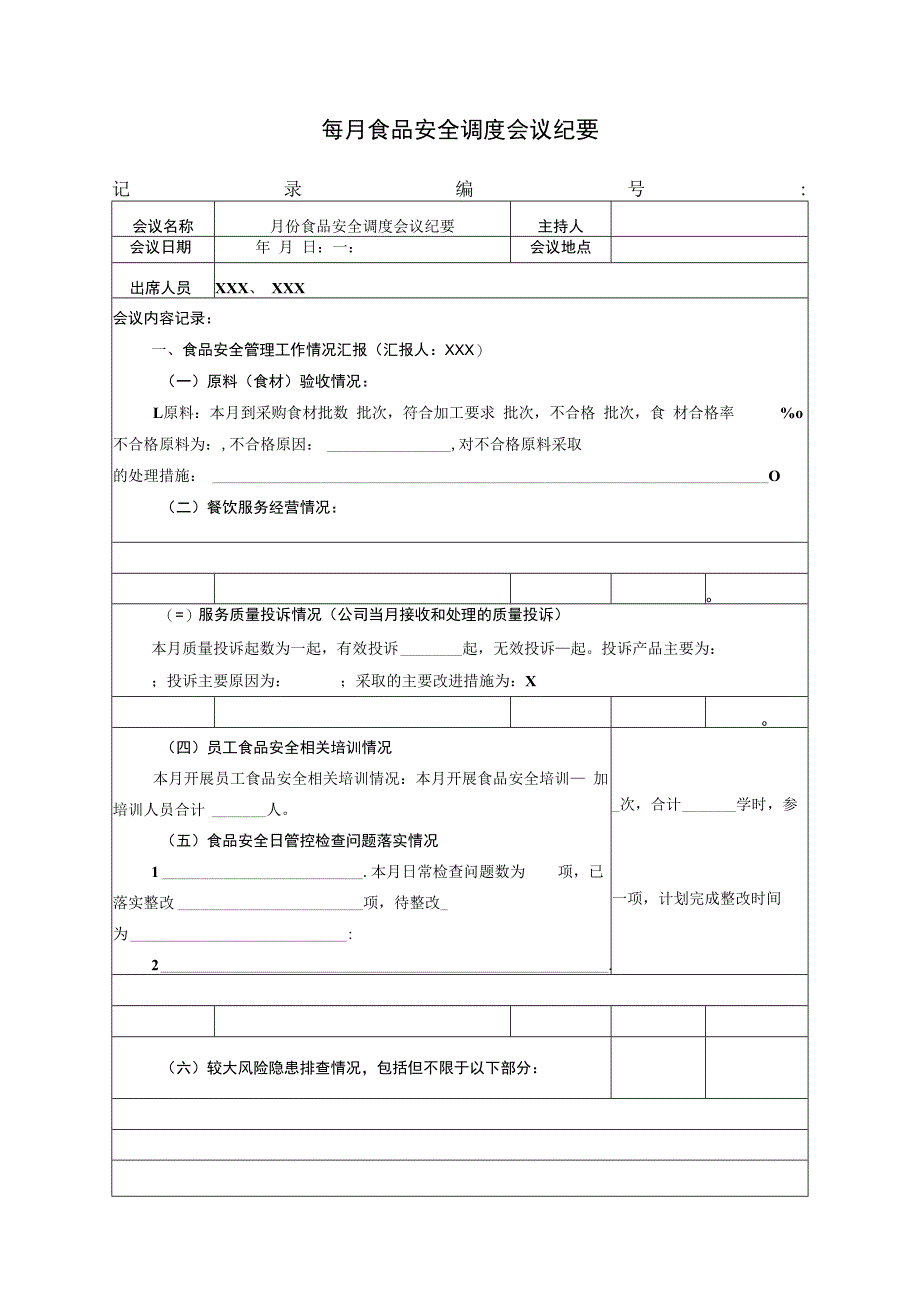 每月食品安全调度会议纪要.docx_第1页