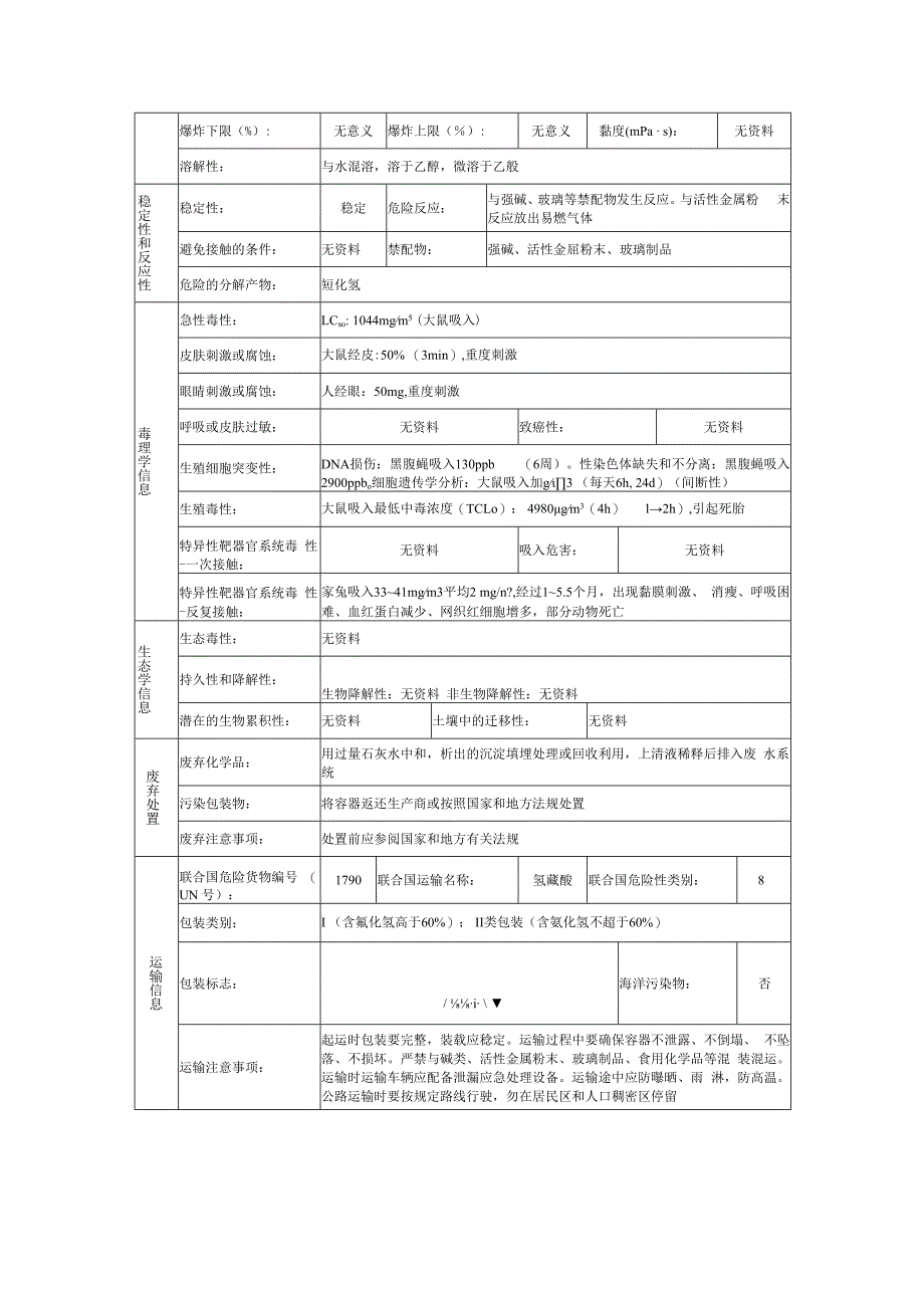 氢氟酸安全技术说明书.docx_第3页