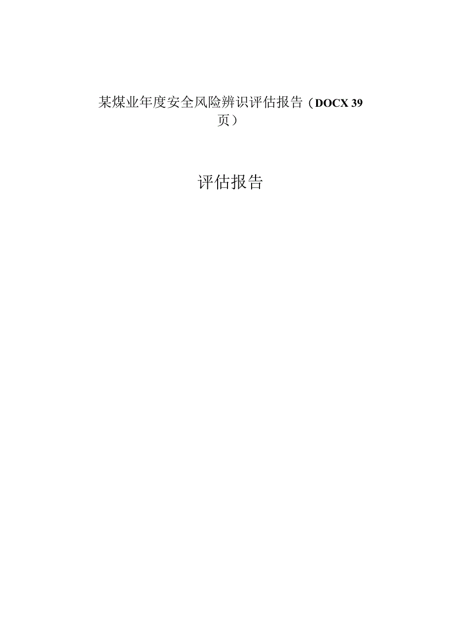 某煤业年度安全风险辨识评估报告(DOCX 39页).docx_第1页