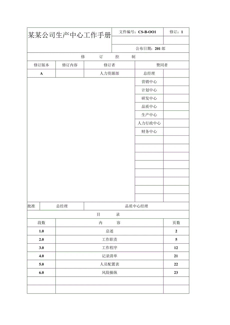 某某公司生产中心工作手册.docx_第1页