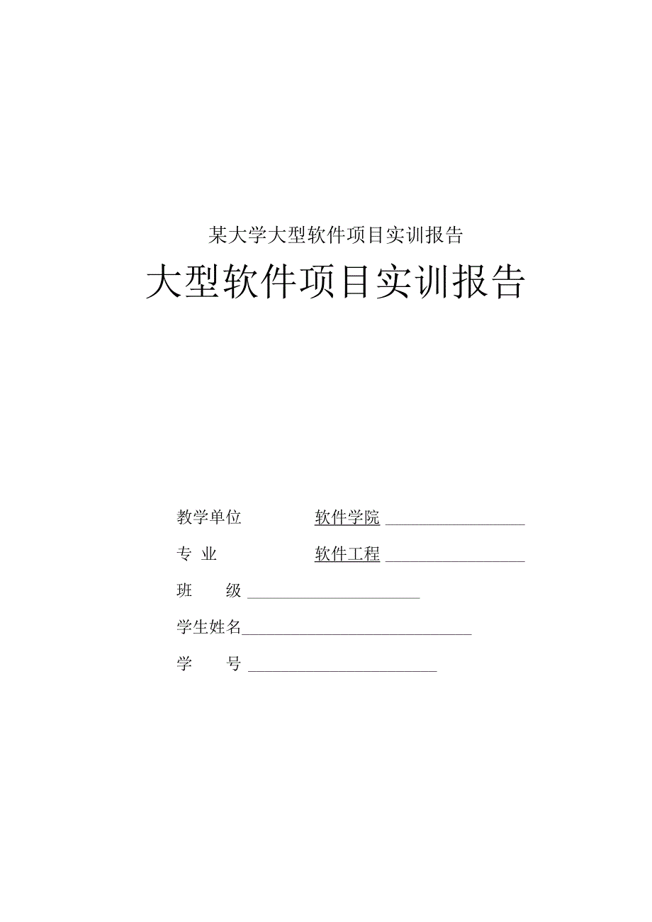 某大学大型软件项目实训报告.docx_第1页