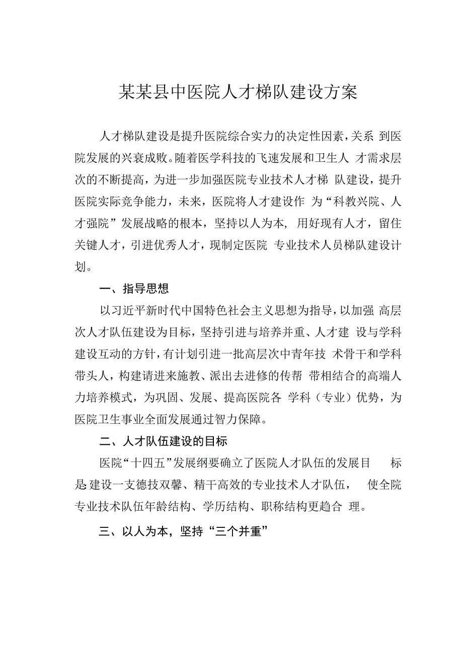 某某县中医院人才梯队建设方案.docx_第1页