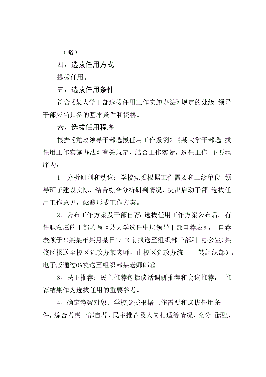 某某大学关于中层领导干部选拔任用工作的实施方案.docx_第2页