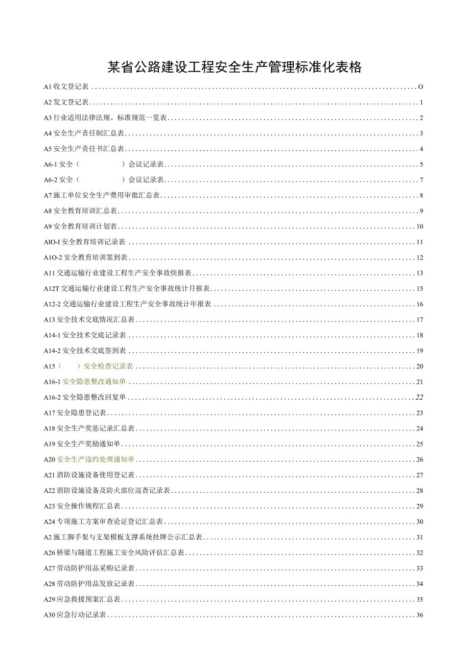 某省公路建设工程安全生产管理标准化表格.docx_第1页