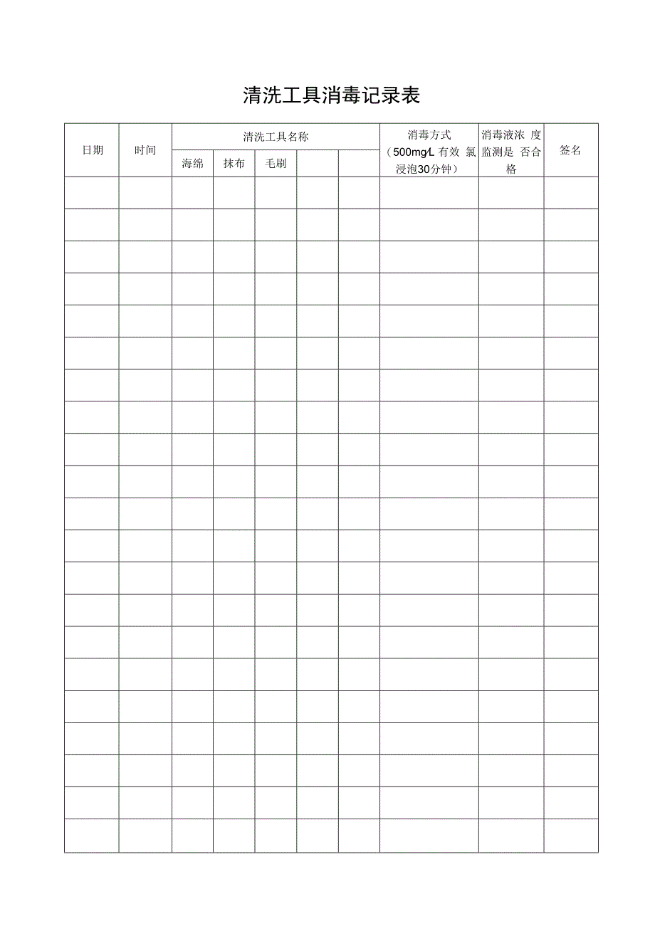 清洗工具消毒记录表.docx_第1页