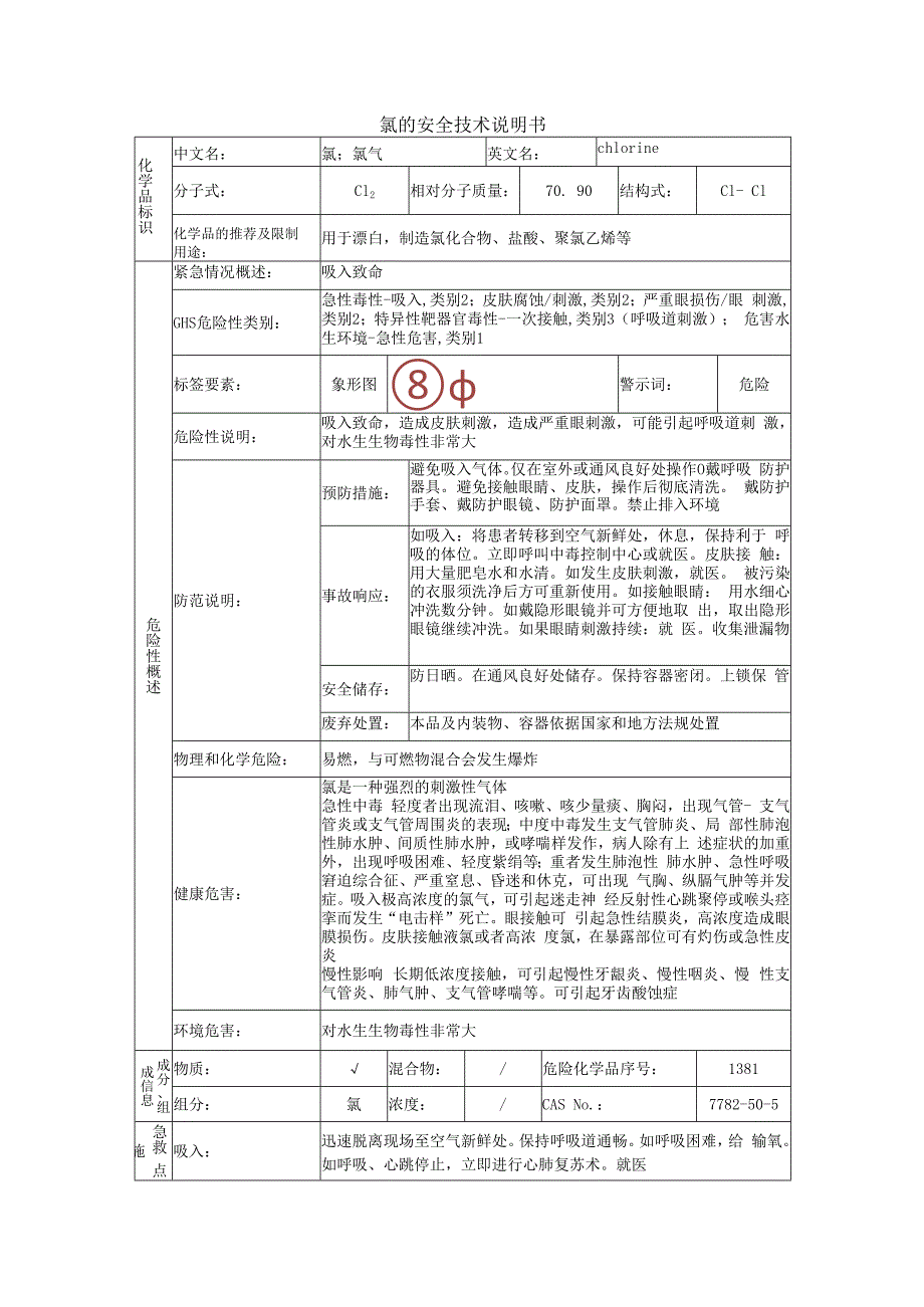 氯的安全技术说明书.docx_第1页