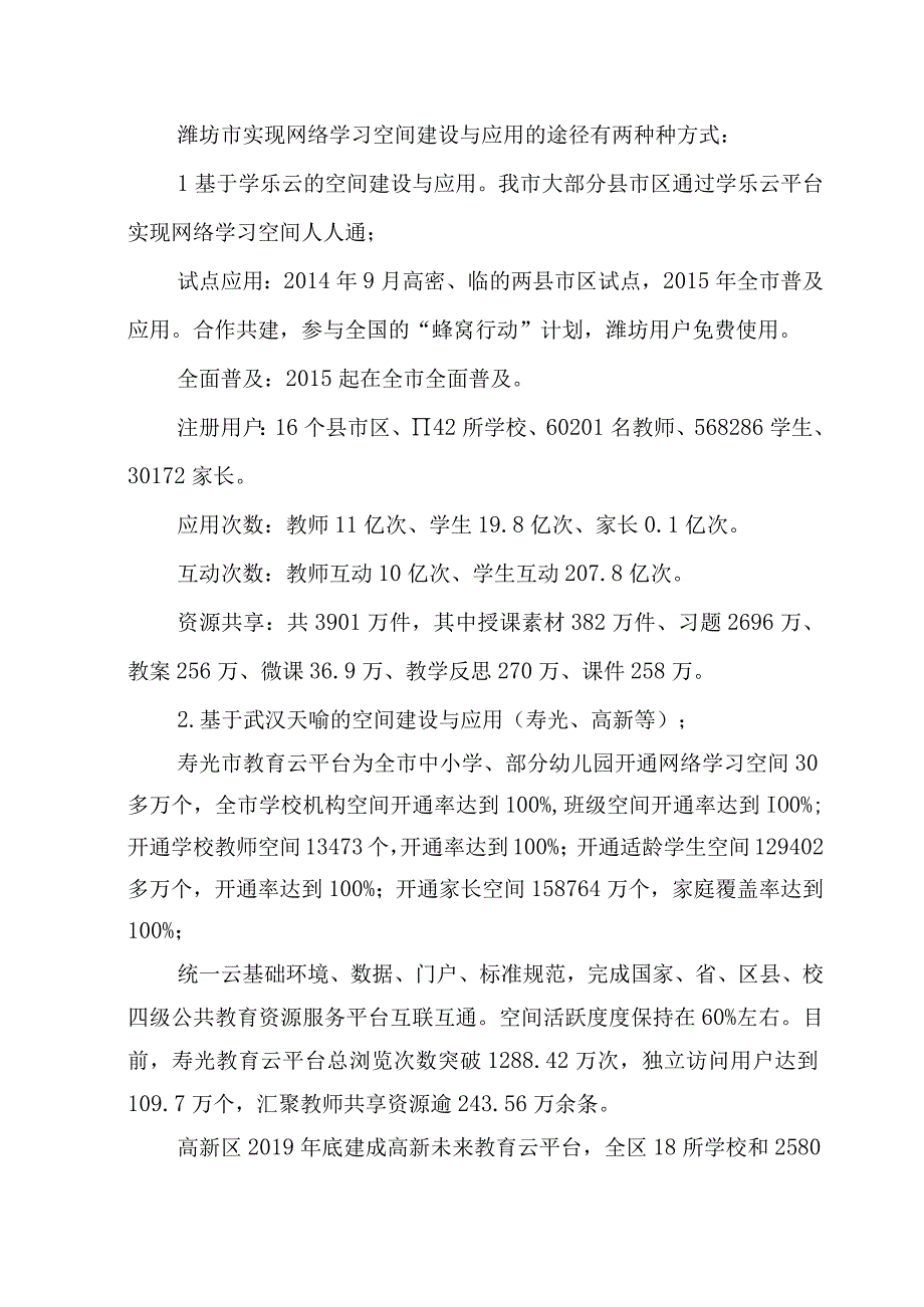 潍坊XX市网络学习空间应用数据发展报告.docx_第2页