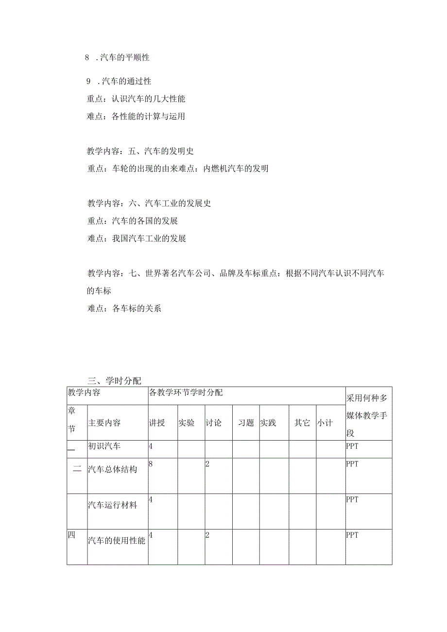 汽车概论课程教学大纲.docx_第3页