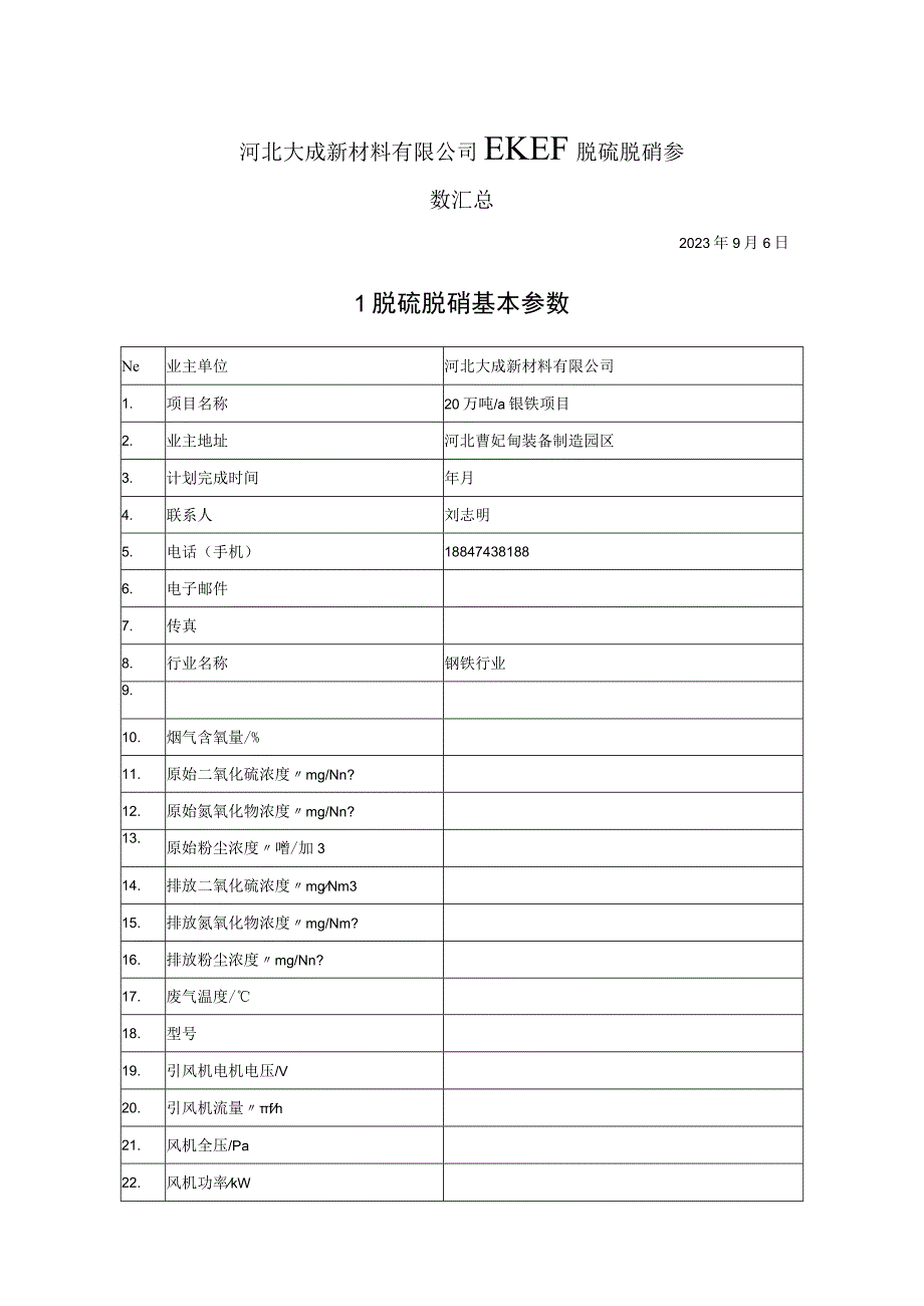 河北大成新材料有限公司EKEF脱硫脱硝参数汇总.docx_第1页