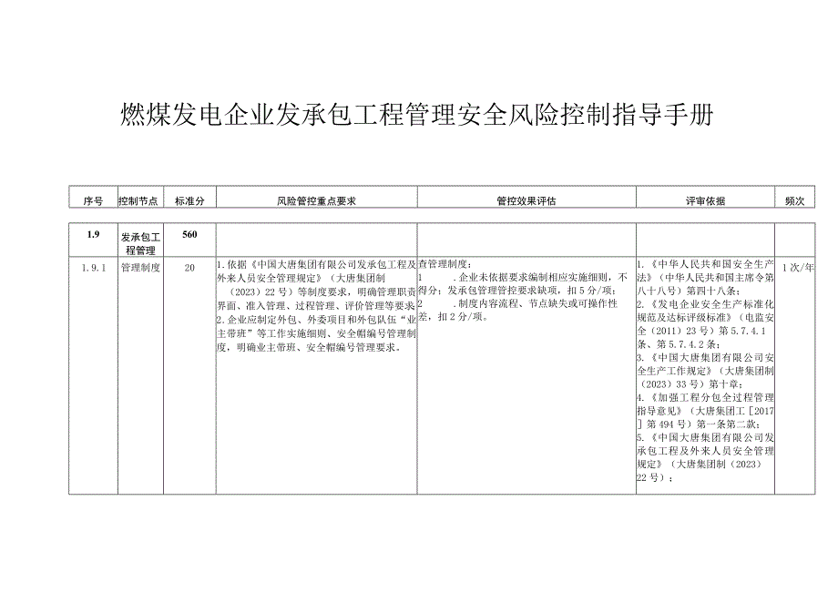 燃煤发电企业发承包工程管理安全风险控制指导手册.docx_第1页