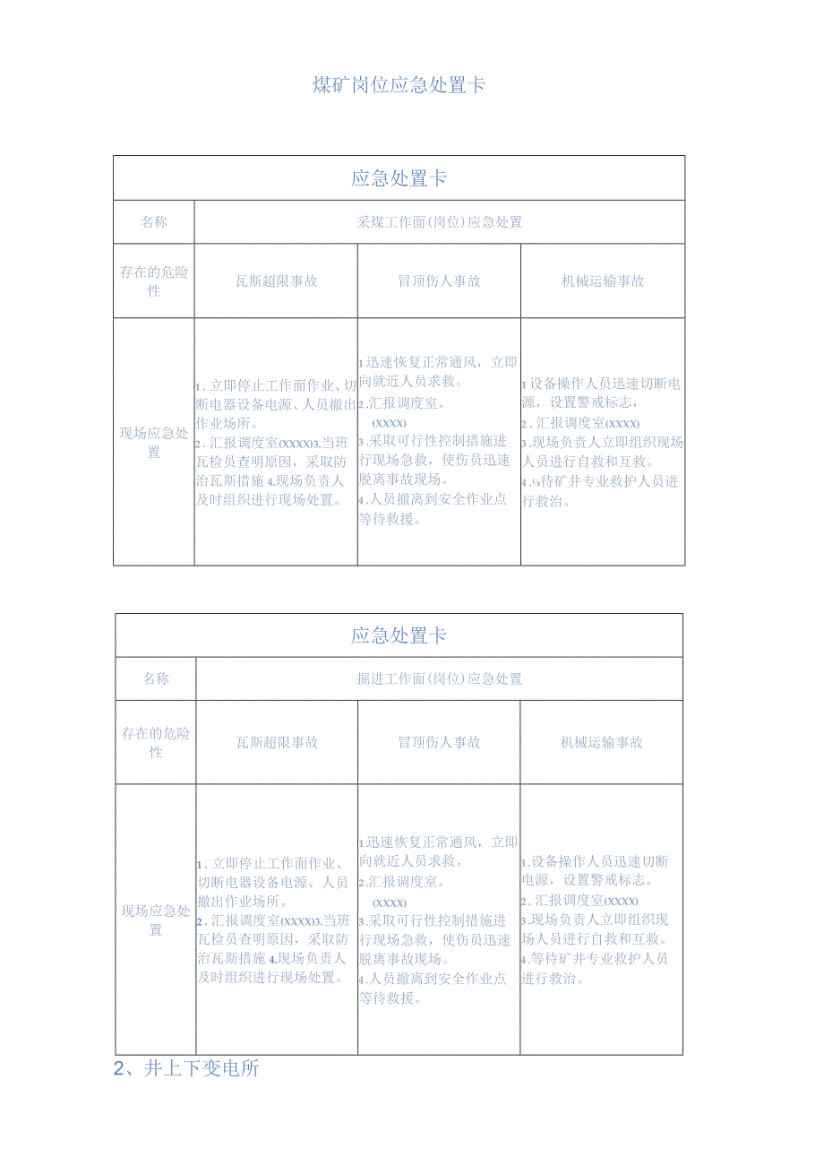 煤矿关键岗位应急处置卡.docx_第1页