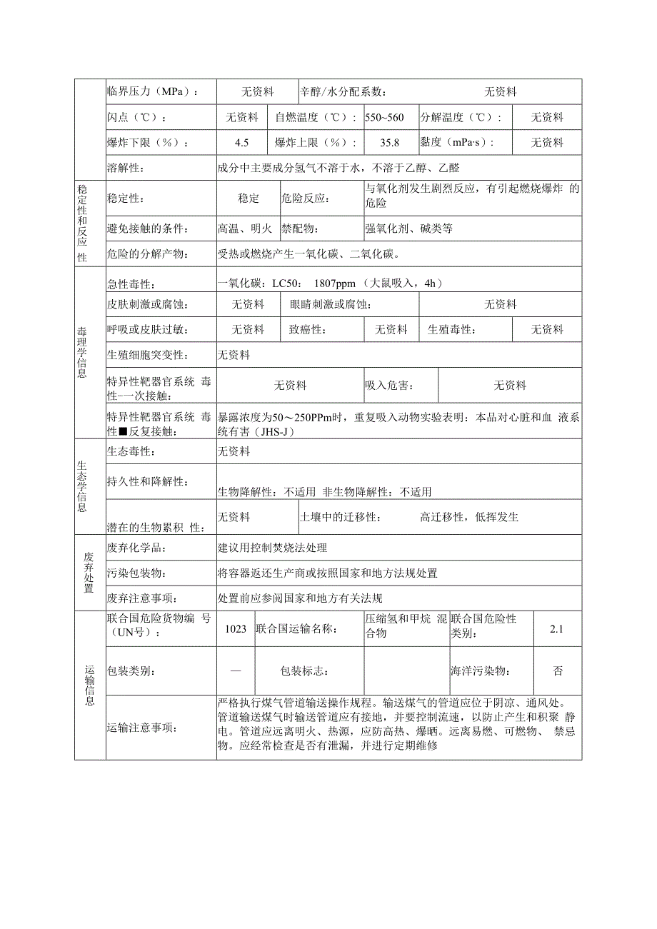 煤气的安全技术说明书.docx_第3页