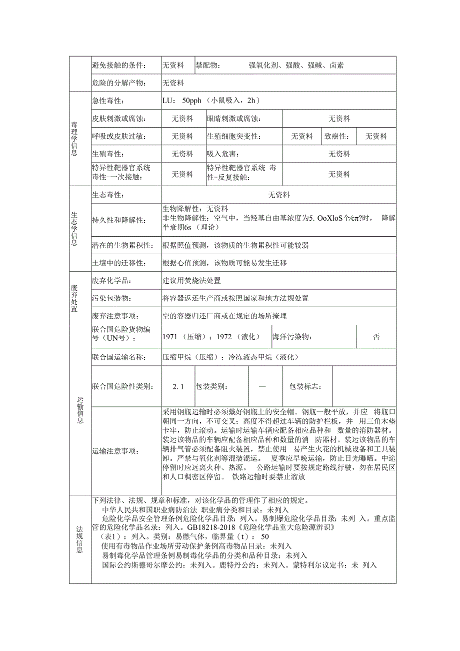 甲烷的安全技术说明书.docx_第3页