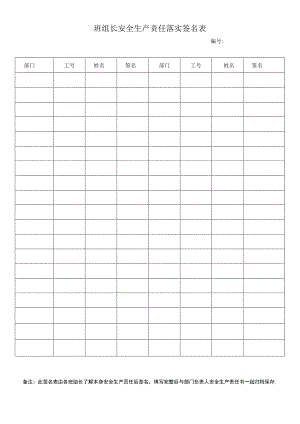 班组长安全生产责任落实签名表.docx