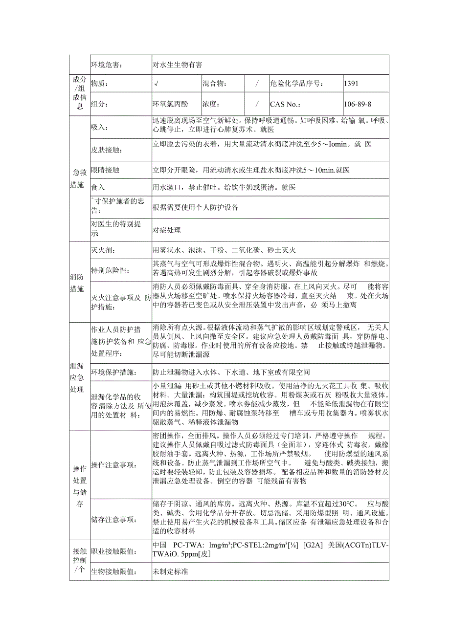 环氧氯丙烷安全技术说明书.docx_第2页