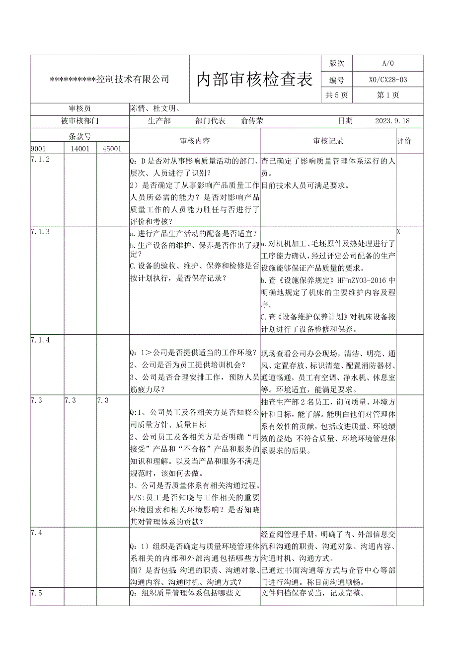 生产部内审检查表.docx_第2页