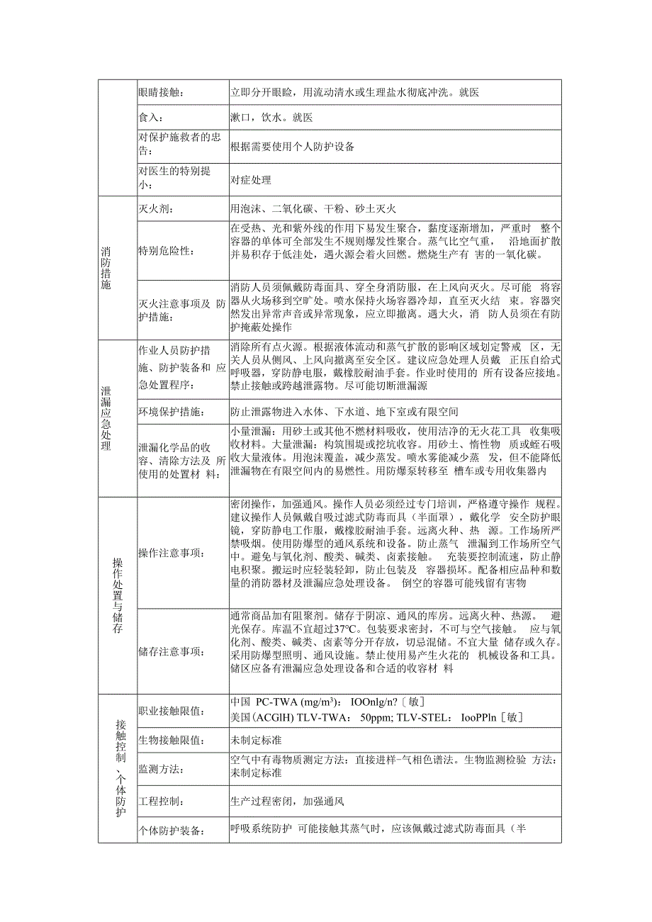 甲基丙烯酸甲酯的安全技术说明书.docx_第2页