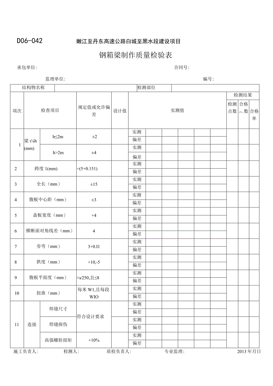 D06042钢箱梁制作质量检验表.docx_第1页