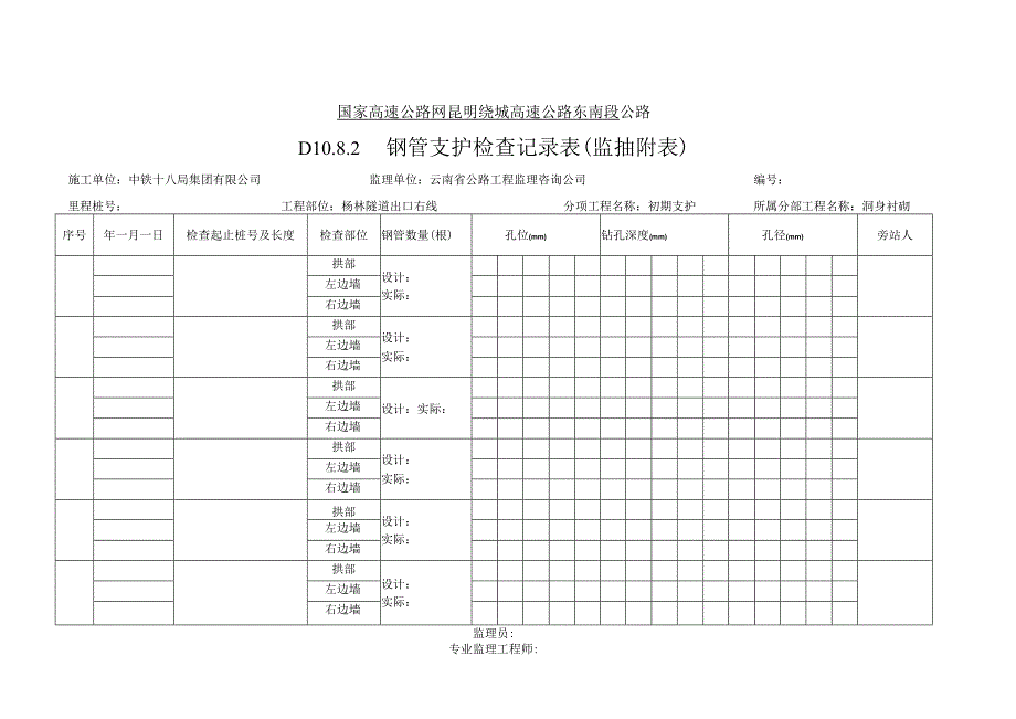 D1082钢管支护检查记录表监抽附表副本.docx_第1页